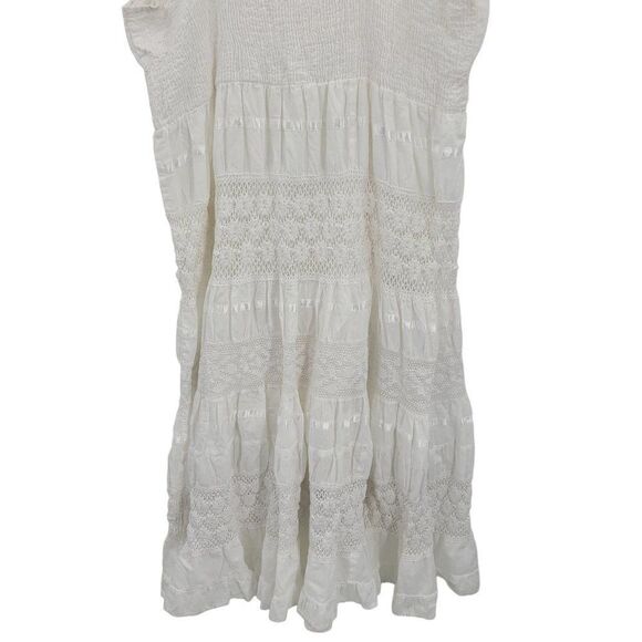 80's Magic Dress Boho Hippy Cottage Core Spaghetti Midi Tired Lace White 3X - Picture 10 of 11